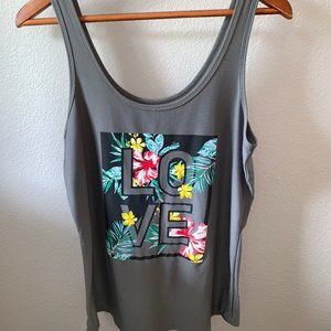 No Boundaries Gray Floral Graphic Tank